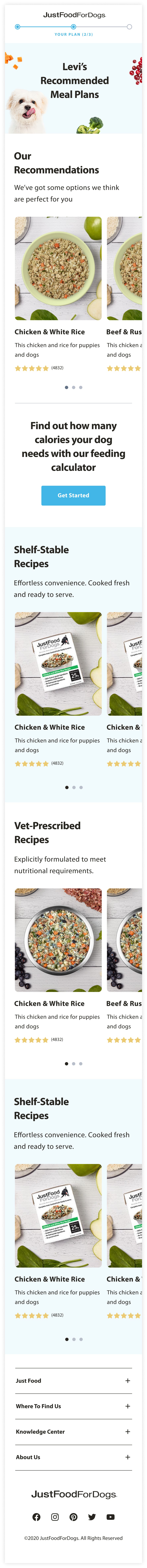 JustFoodForDogs, Fresh meals, guided selling
